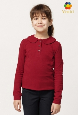 Tricou polo, bordo mâneca lungă, guler francez