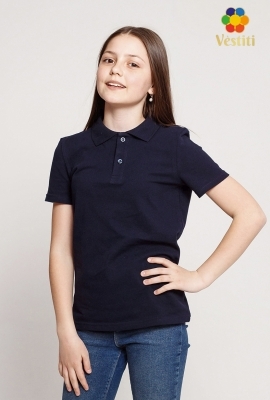 Tricou polo, albastru închis mâneca scurtă