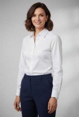 Cămașă clasică, albă cu elastan