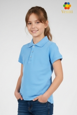 Tricou polo, albastru deschis mâneca scurtă