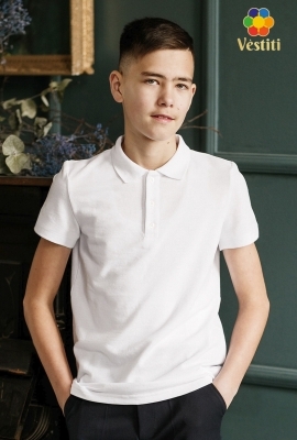 Tricou polo, alb mâneca scurtă