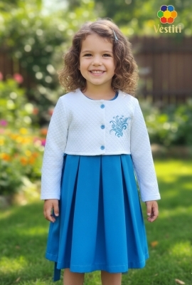 Rochie turcoaz cu bolerou alb