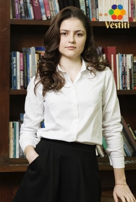 Cămaşă clasică albă cu elastan