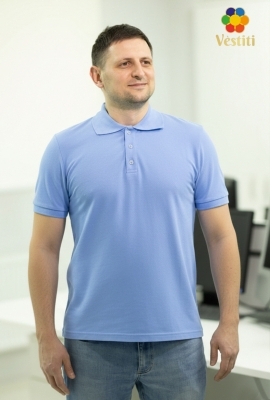 Tricou polo, albastru deschis mâneca scurtă