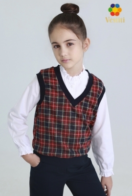 Vestă tricotată bordo în carouri