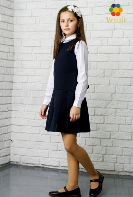 Sarafan cu cordon, albastru închis