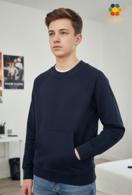 Hanorac fără glugă, 3 fire albastru închis