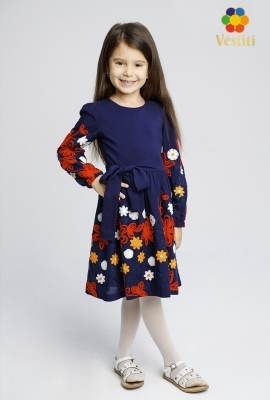 Rochie albastru electric cu broderie