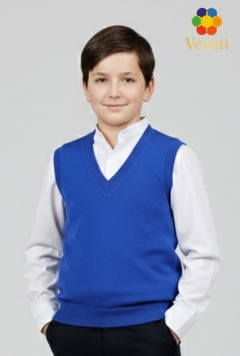 Vestă tricotată albastru electric