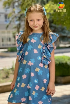 Rochie denim cu volane